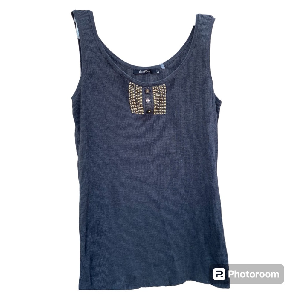 Nic + Zoe Gray Silk Ribbed Tank Top
